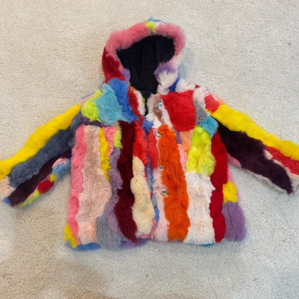 Adrienne Landau Multicolor Faux Fur Kids Puffer Jacket size 2/3